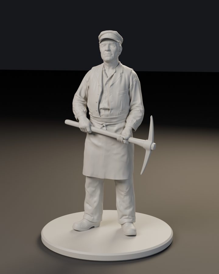 Le Mineur à la pioche, figurine en résine